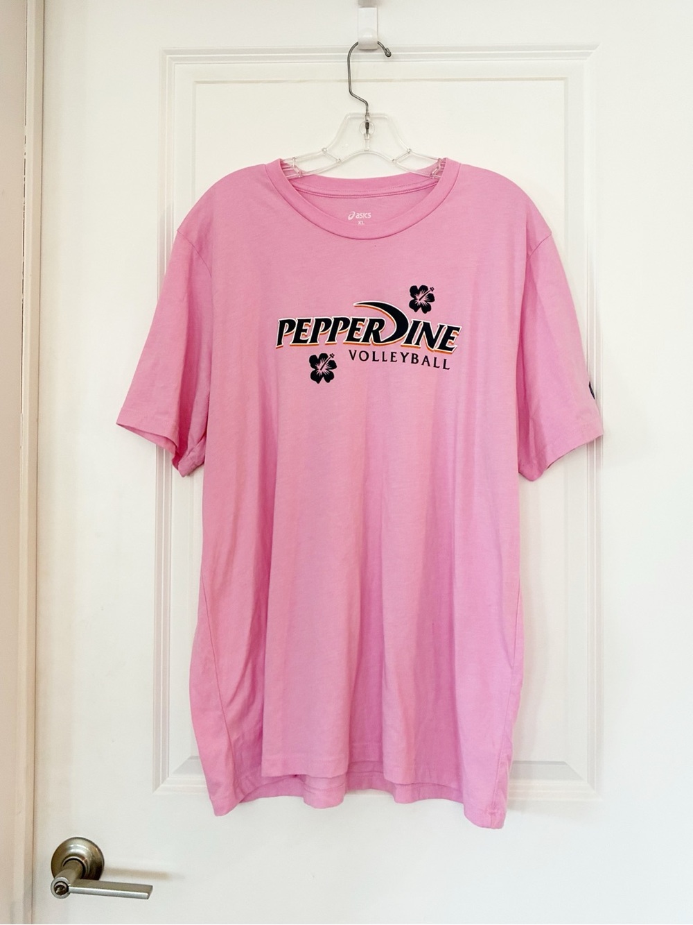 ASICS Pepperdine Volleyball Pink Graphic T-Shirt Size Women's XL
